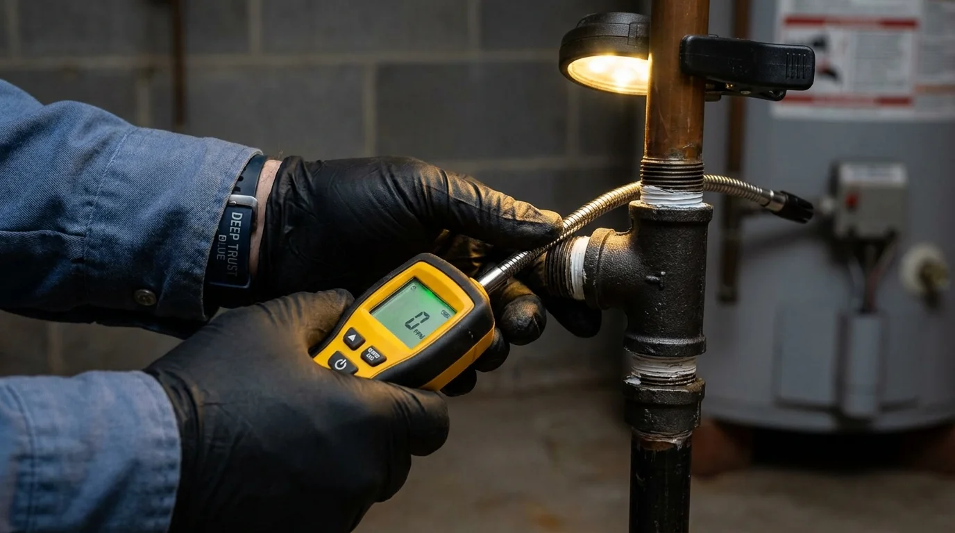 Gas leak detection with electronic sniffer by Johns Plumbing LLC in Lincroft