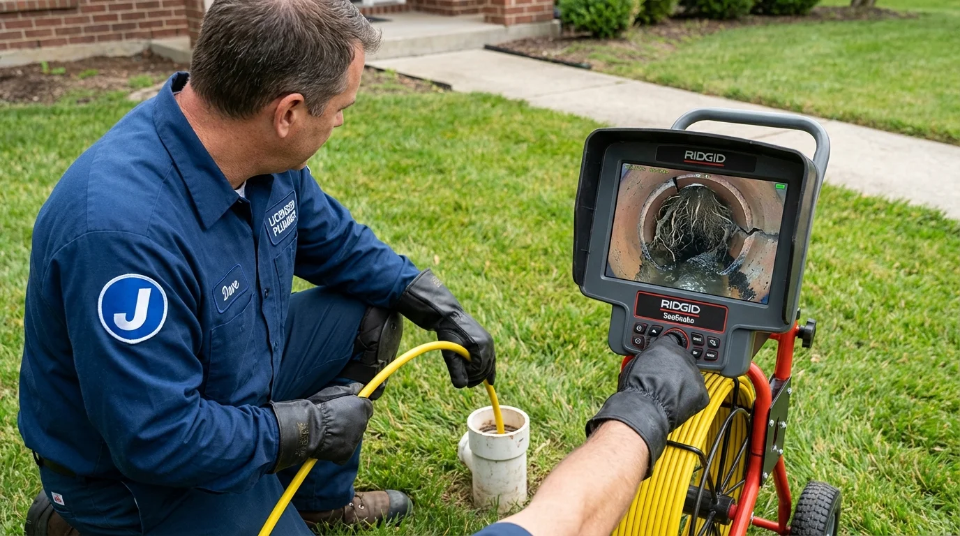 Sewer camera inspection being performed by Johns Plumbing LLC in Lincroft
