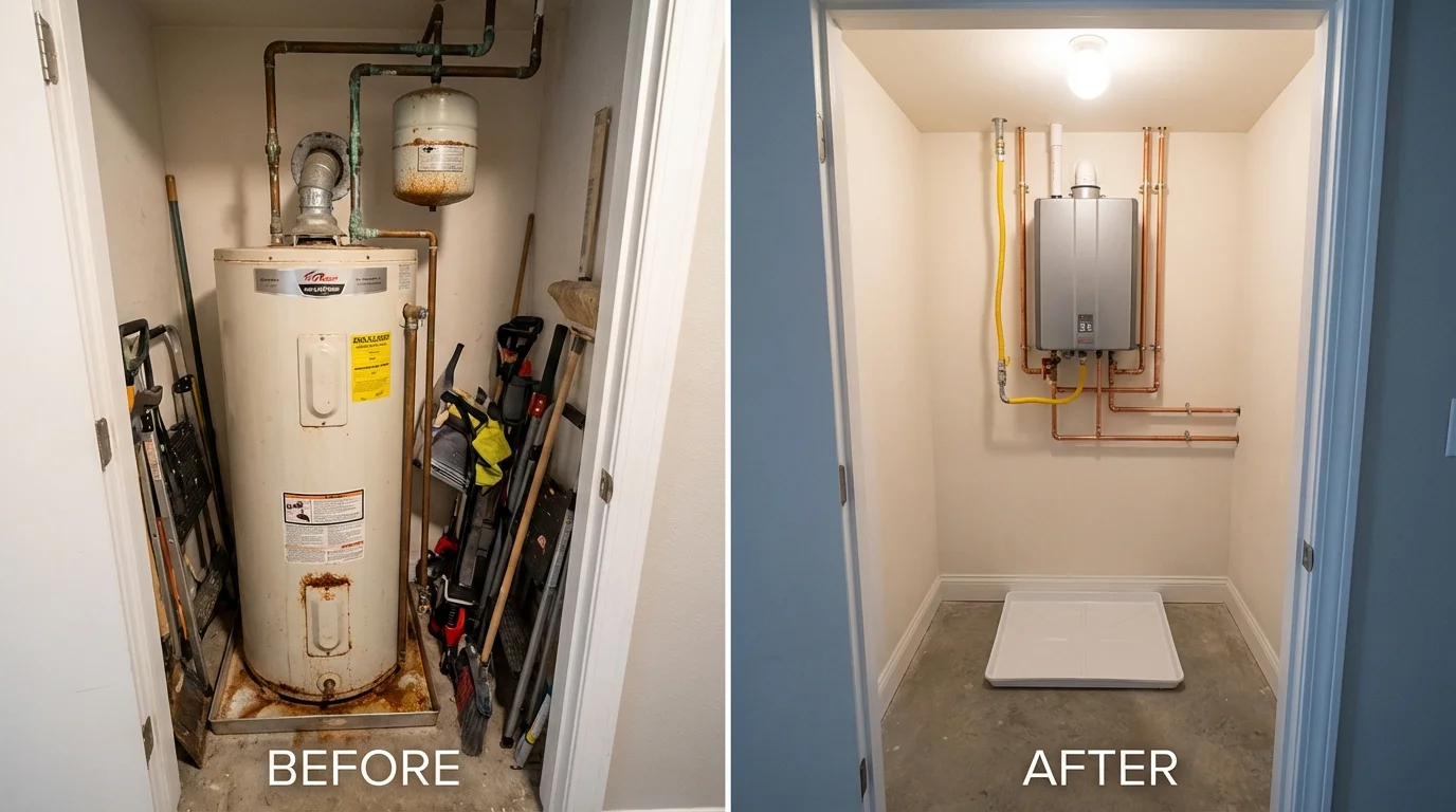Tank water heater versus wall-mounted tankless unit comparison for Lincroft, NJ homeowners